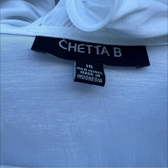 White Ruffle Evening Blouse with Rhinestone Buttons by Chetta B Blouse - Picture 5 of 9